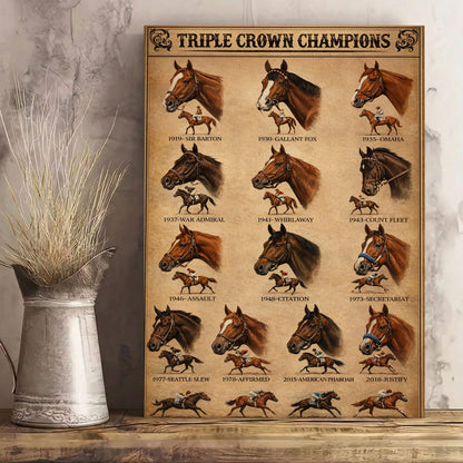 Horse Racing Bar Decor Canvas Triple Crown Champions Classic Chart