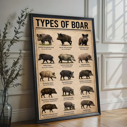 Types of Boar Wall Art – Vintage Wild Boar Identification Poster