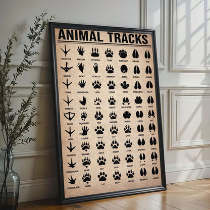 Animal Tracks Poster – Vintage Wildlife Footprints Chart