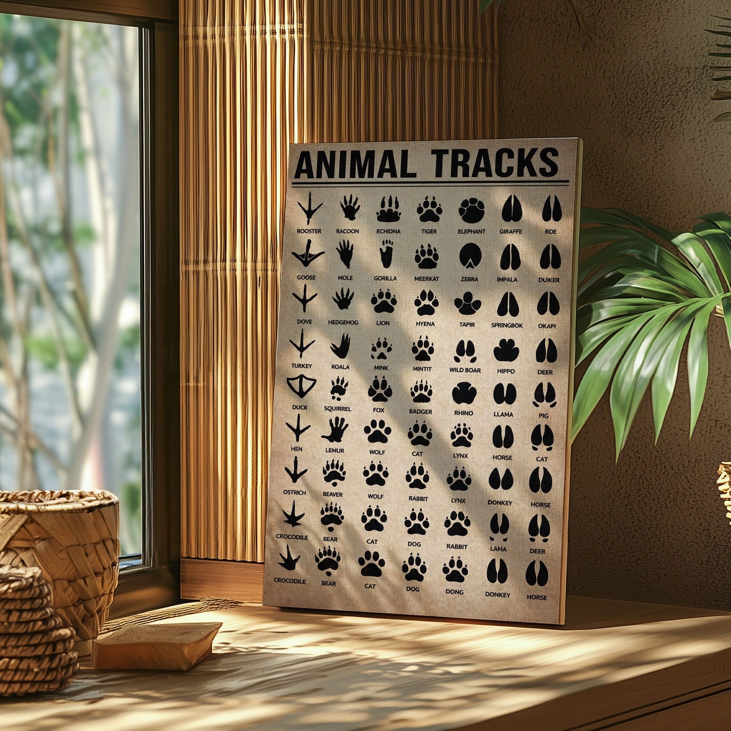Animal Tracks Poster – Vintage Wildlife Footprints Chart