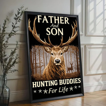 Father and Son Hunting Canvas Wall Art Hunting Buddies for Life Deer Poster