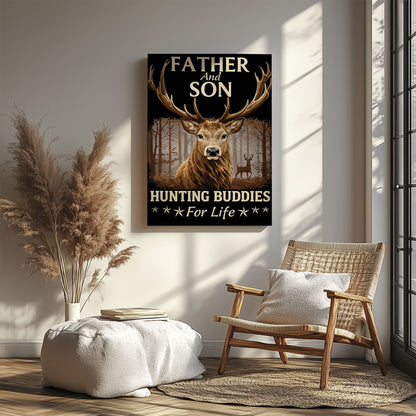 Father and Son Hunting Canvas Wall Art Hunting Buddies for Life Deer Poster