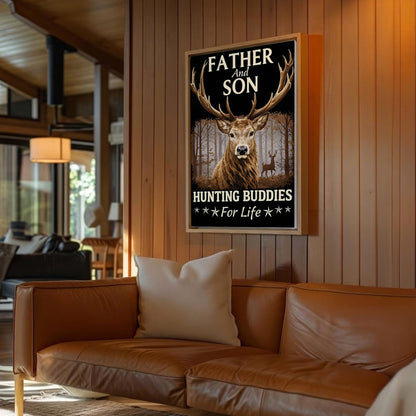 Father and Son Hunting Canvas Wall Art Hunting Buddies for Life Deer Poster