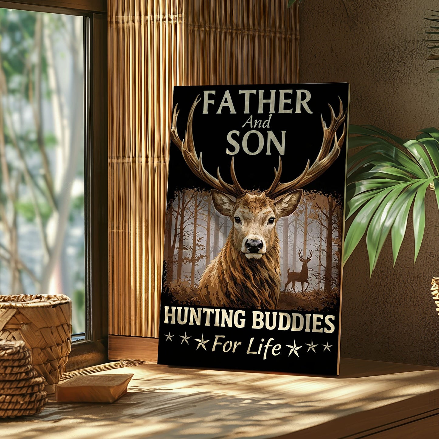 Father and Son Hunting Canvas Wall Art Hunting Buddies for Life Deer Poster