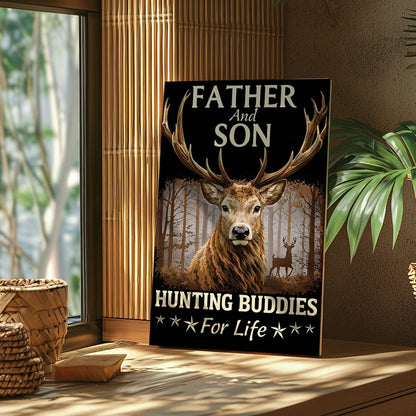 Father and Son Hunting Canvas Wall Art Hunting Buddies for Life Deer Poster