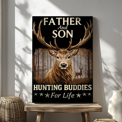 Father and Son Hunting Canvas Wall Art Hunting Buddies for Life Deer Poster