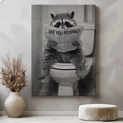 Are You Pooping Poster Raccoon Bathroom Wall Art Canvas