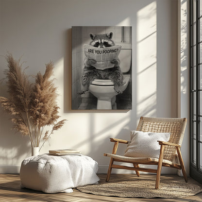 Are You Pooping Poster Raccoon Bathroom Wall Art Canvas