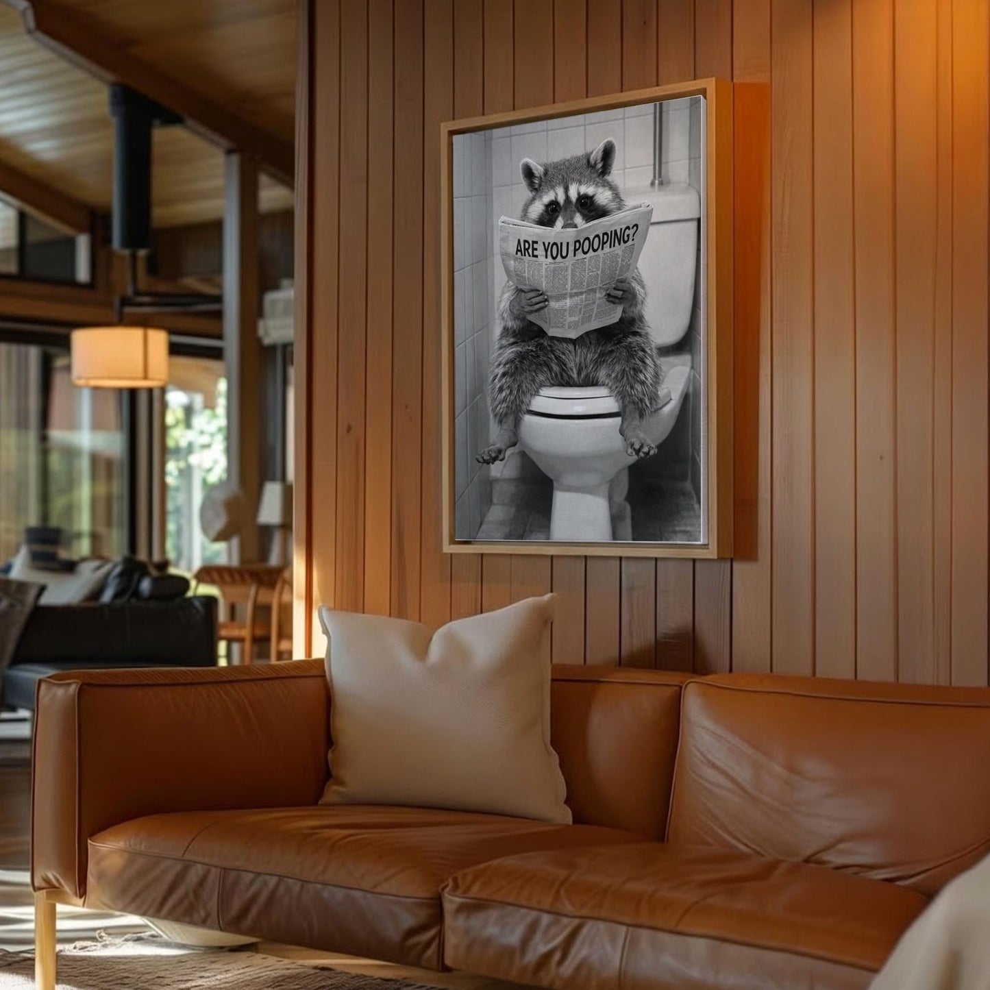 Are You Pooping Poster Raccoon Bathroom Wall Art Canvas