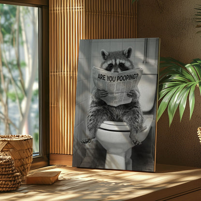 Are You Pooping Poster Raccoon Bathroom Wall Art Canvas