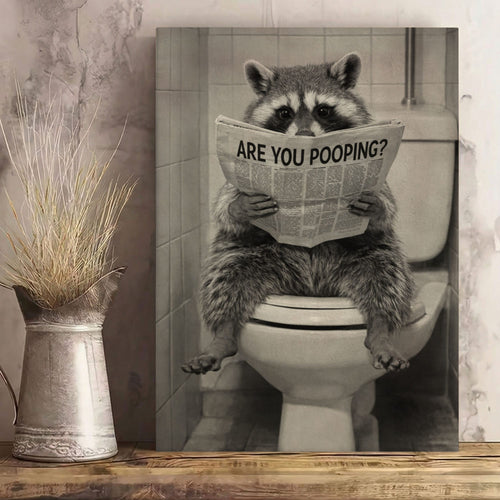 Are You Pooping Poster Raccoon Bathroom Wall Art Canvas