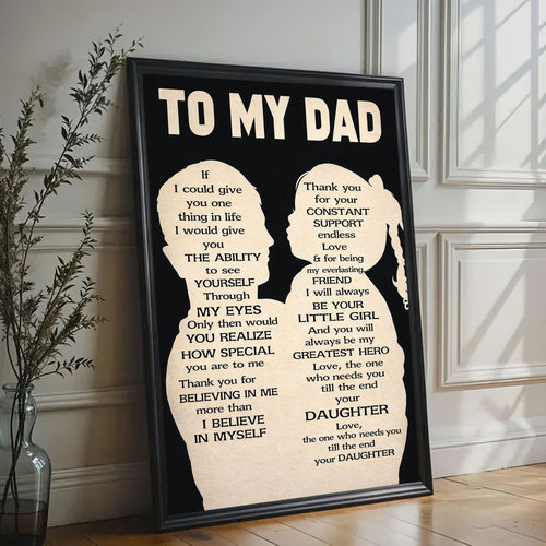 To My Dad Wall Art Canvas Thank You Dad Quote Father Daughter Decor