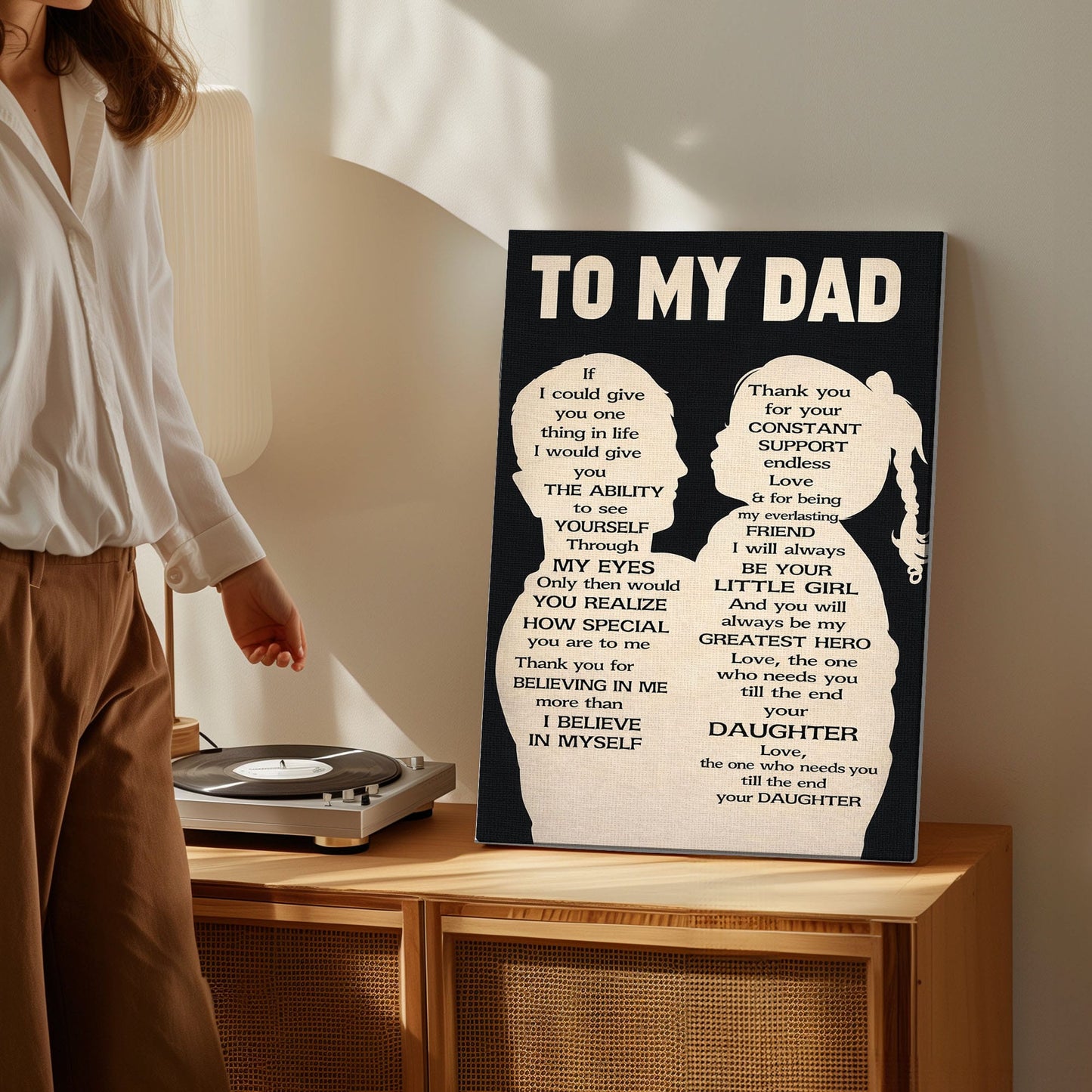 To My Dad Wall Art Canvas Thank You Dad Quote Father Daughter Decor