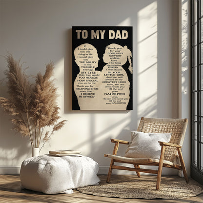 To My Dad Wall Art Canvas Thank You Dad Quote Father Daughter Decor