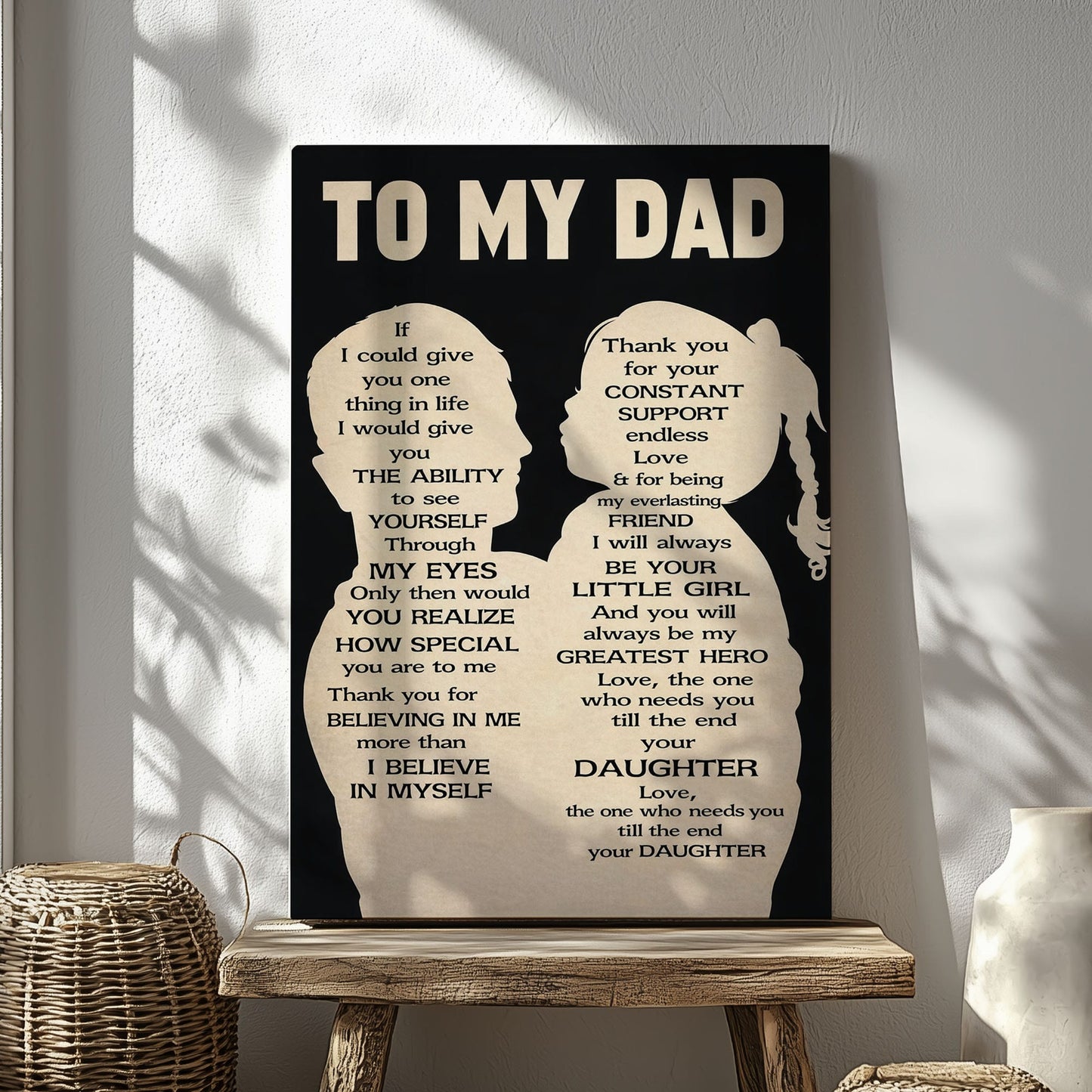 To My Dad Wall Art Canvas Thank You Dad Quote Father Daughter Decor