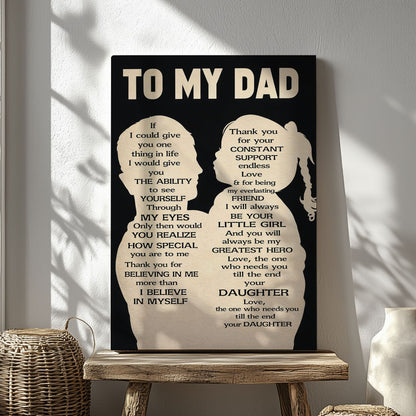 To My Dad Wall Art Canvas Thank You Dad Quote Father Daughter Decor