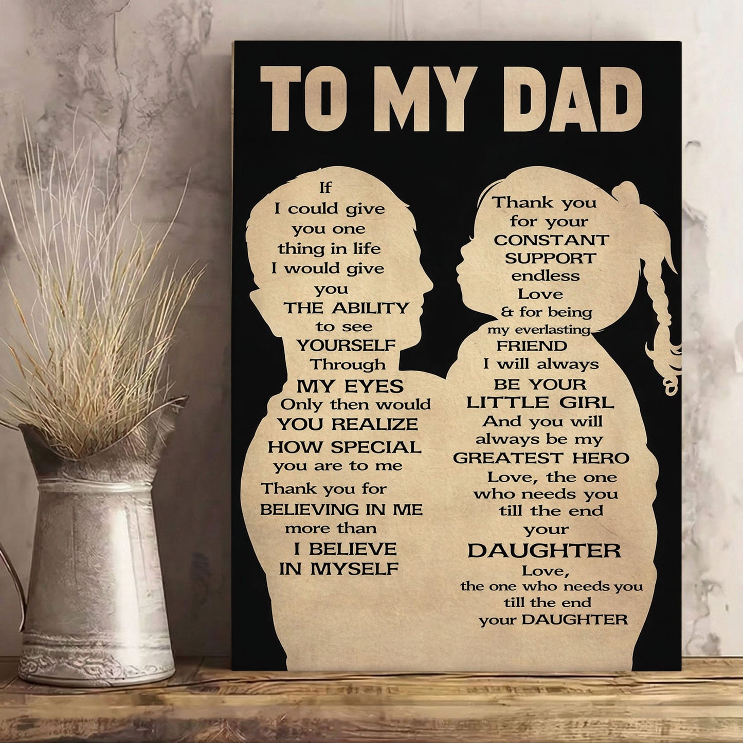 To My Dad Wall Art Canvas Thank You Dad Quote Father Daughter Decor