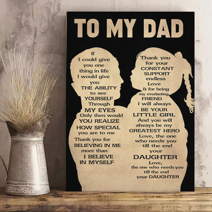 To My Dad Wall Art Canvas Thank You Dad Quote Father Daughter Decor