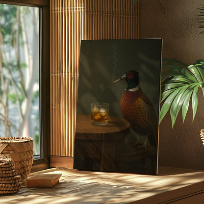 Smoking Pheasant Poster Wall Art Whiskey Bar Decor Canvas