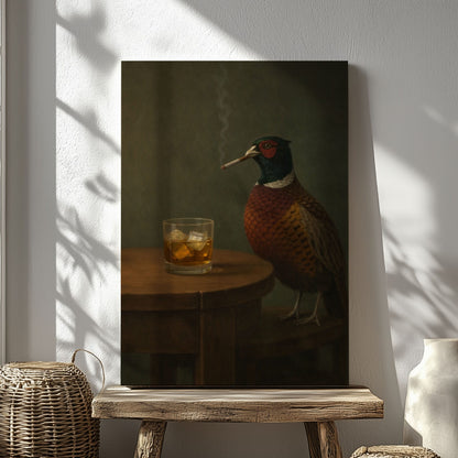Smoking Pheasant Poster Wall Art Whiskey Bar Decor Canvas
