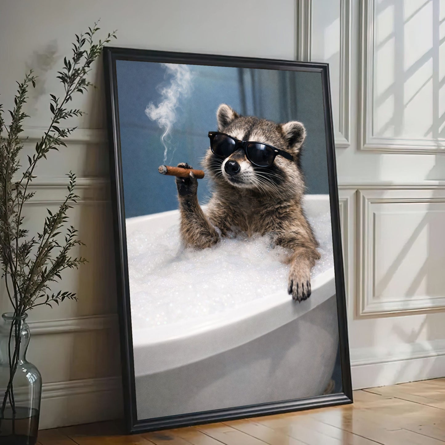 Raccoon Bathroom Humor Wall Art Canvas