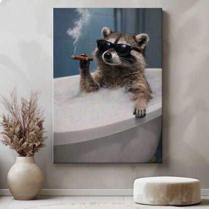 Raccoon Bathroom Humor Wall Art Canvas