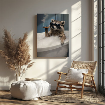 Raccoon Bathroom Humor Wall Art Canvas