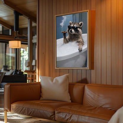 Raccoon Bathroom Humor Wall Art Canvas