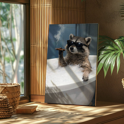 Raccoon Bathroom Humor Wall Art Canvas
