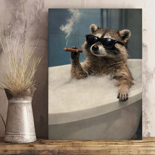 Raccoon Bathroom Humor Wall Art Canvas