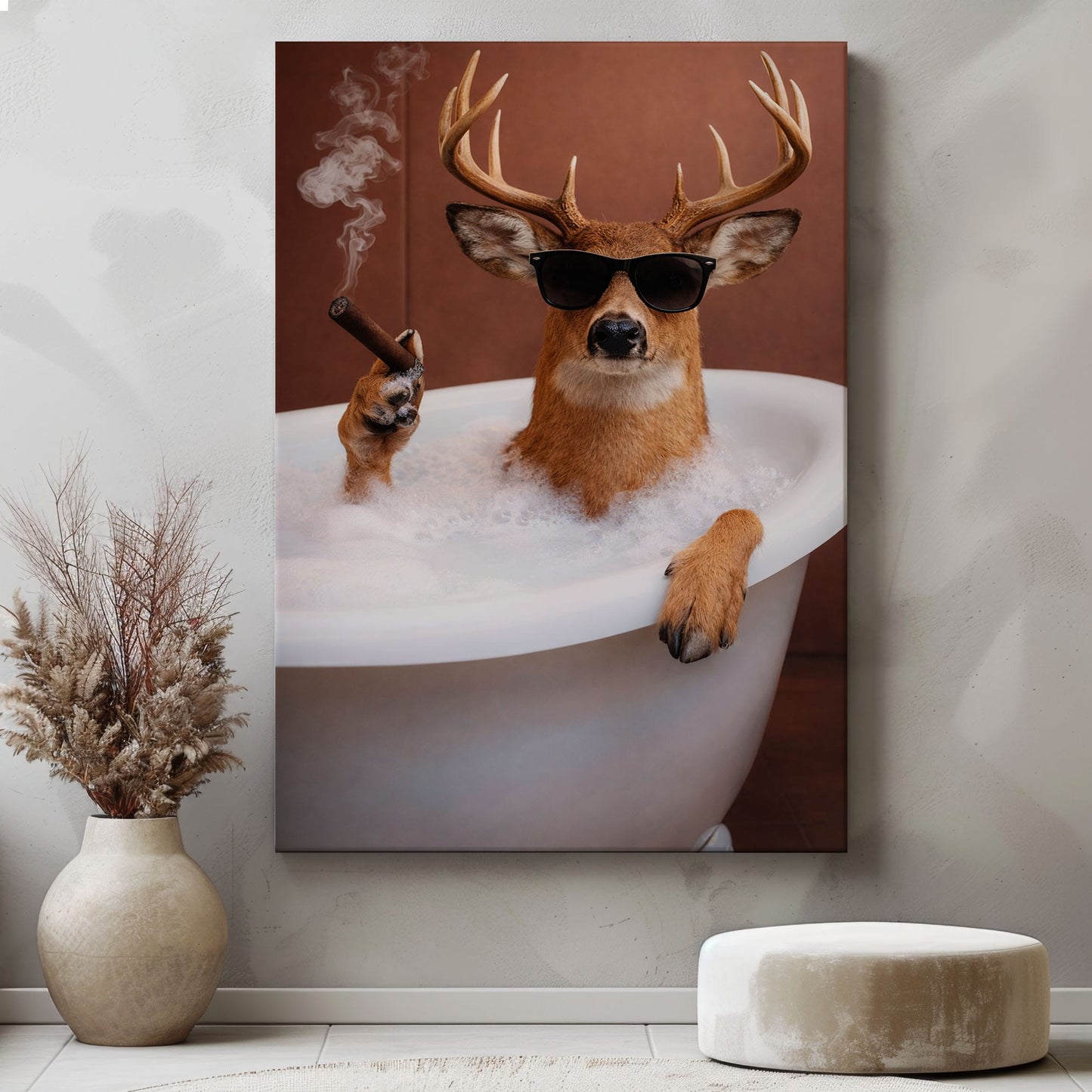 Deer Bathroom Wall Art Canvas