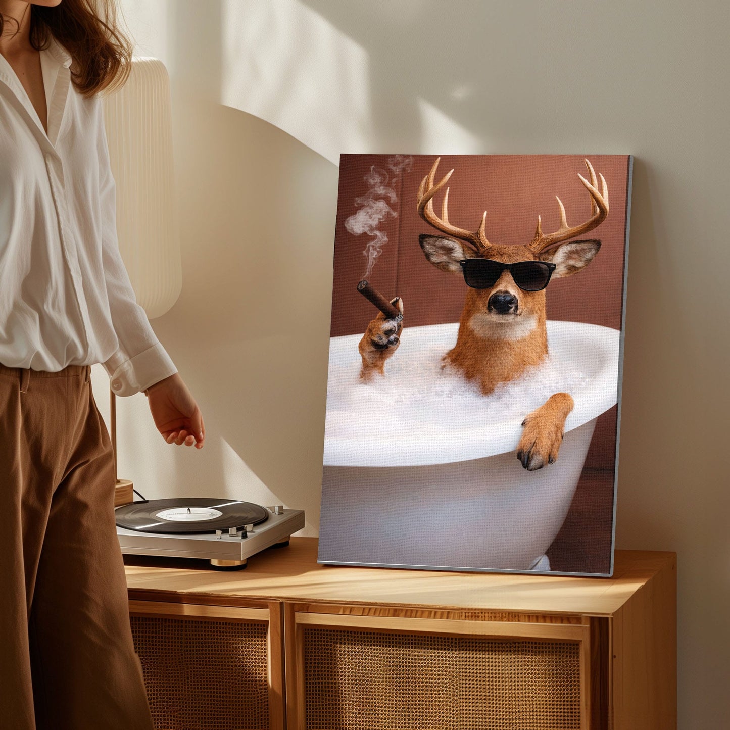Deer Bathroom Wall Art Canvas