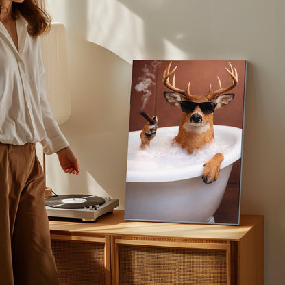 Deer Bathroom Wall Art Canvas