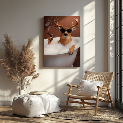 Deer Bathroom Wall Art Canvas