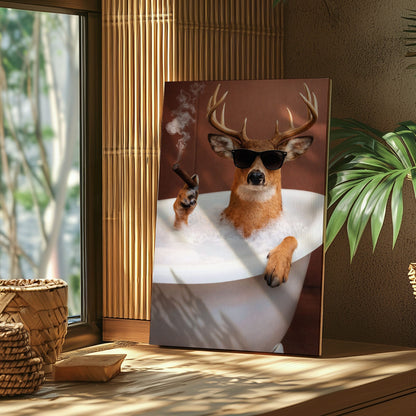Deer Bathroom Wall Art Canvas