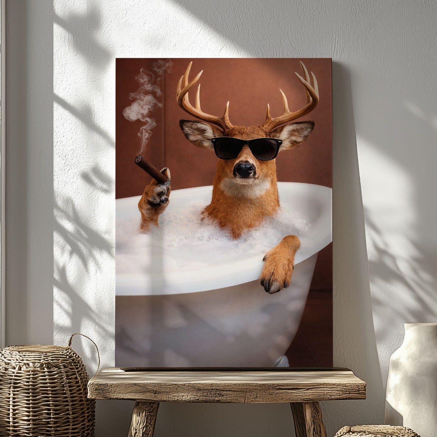 Deer Bathroom Wall Art Canvas