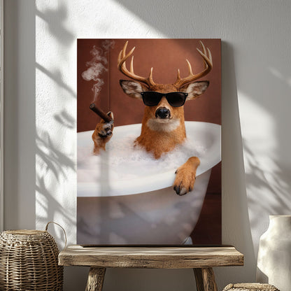 Deer Bathroom Wall Art Canvas