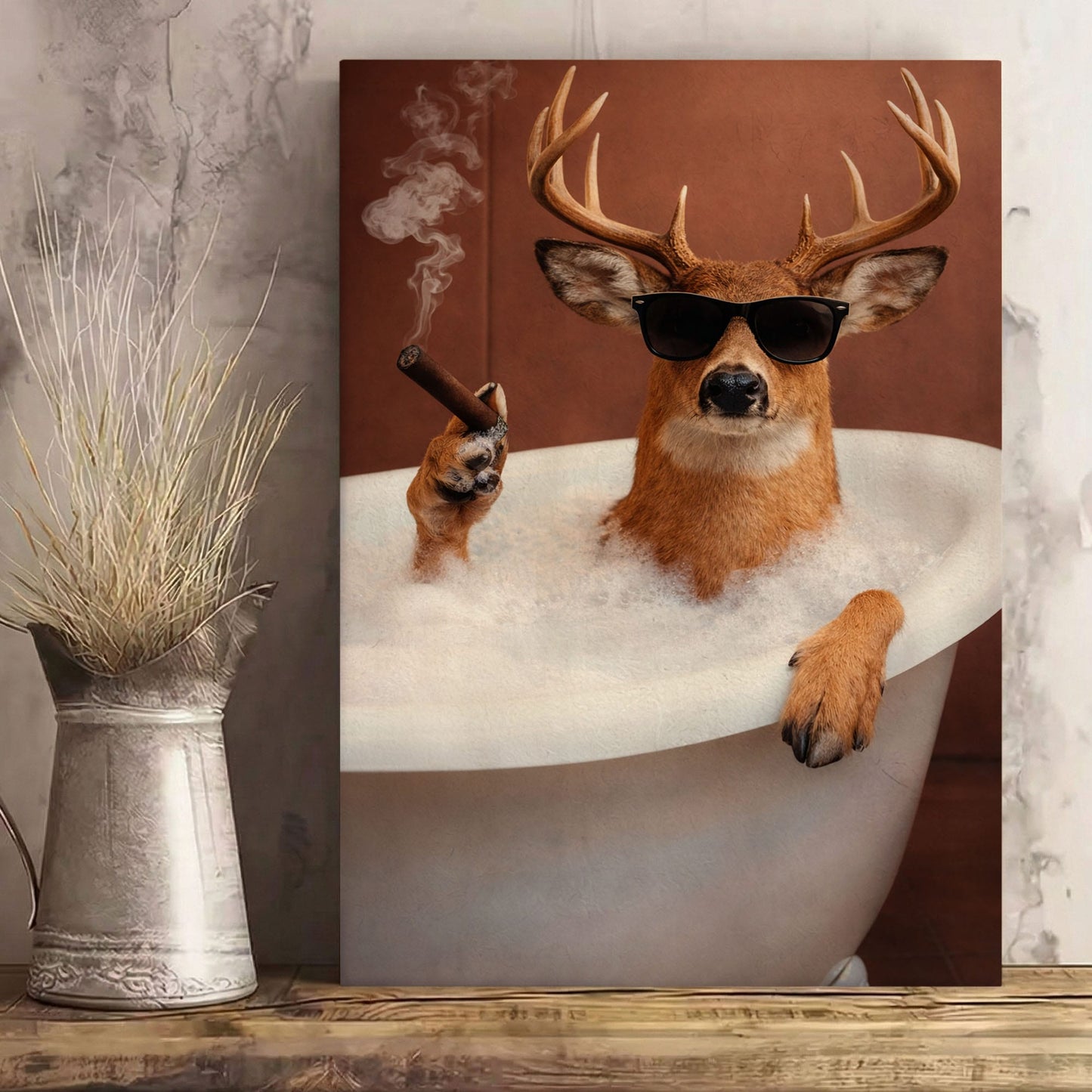 Deer Bathroom Wall Art Canvas