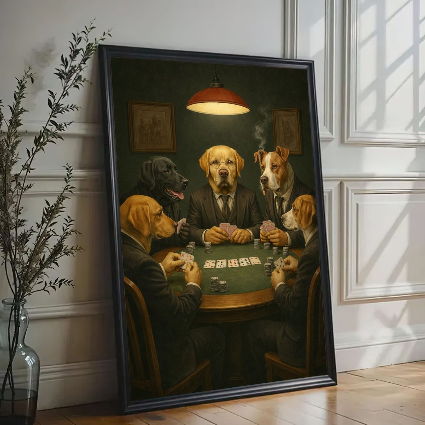 Poker Night Dog Wall Art Canvas