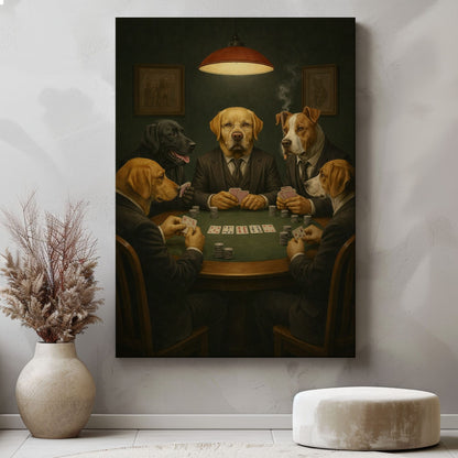 Poker Night Dog Wall Art Canvas