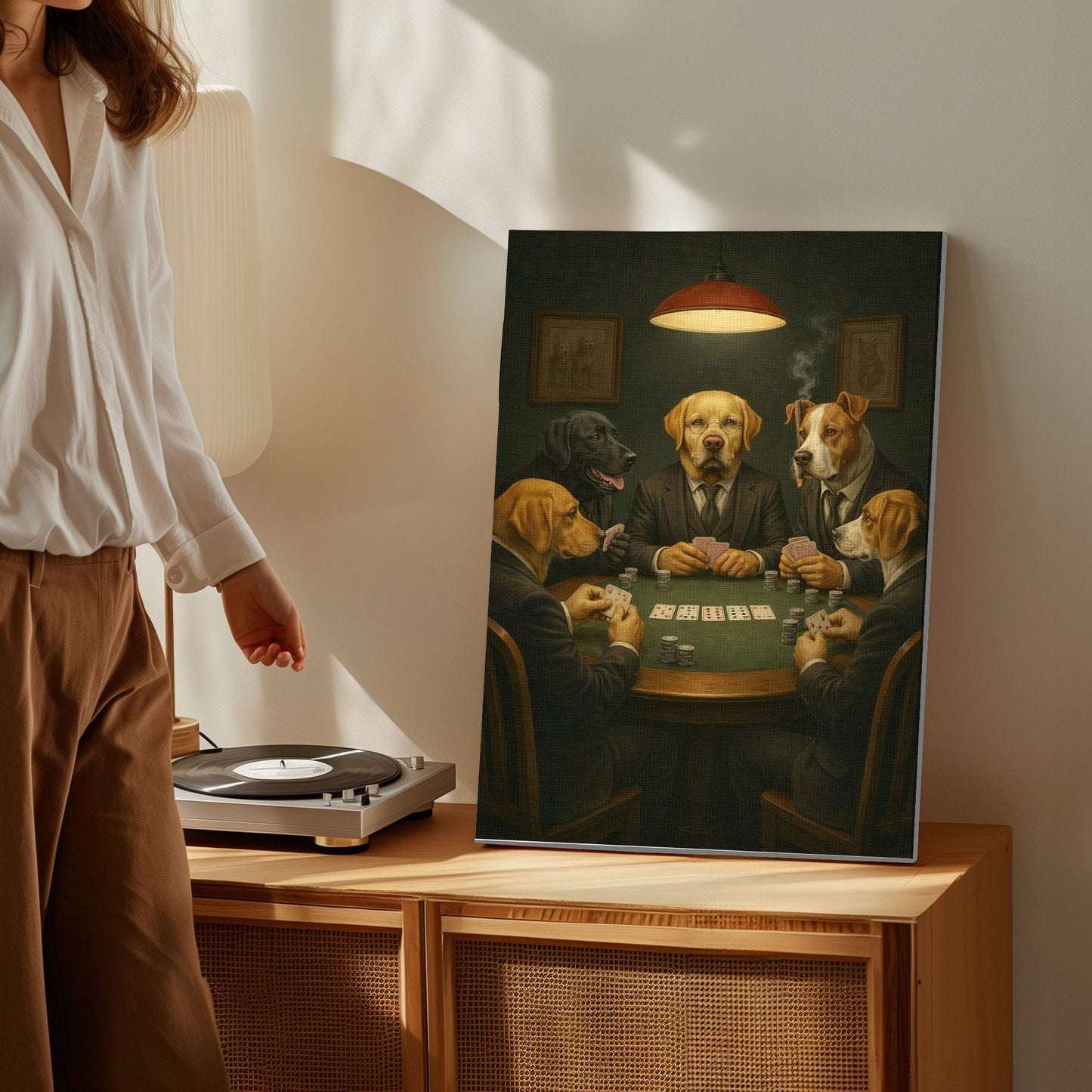 Poker Night Dog Wall Art Canvas