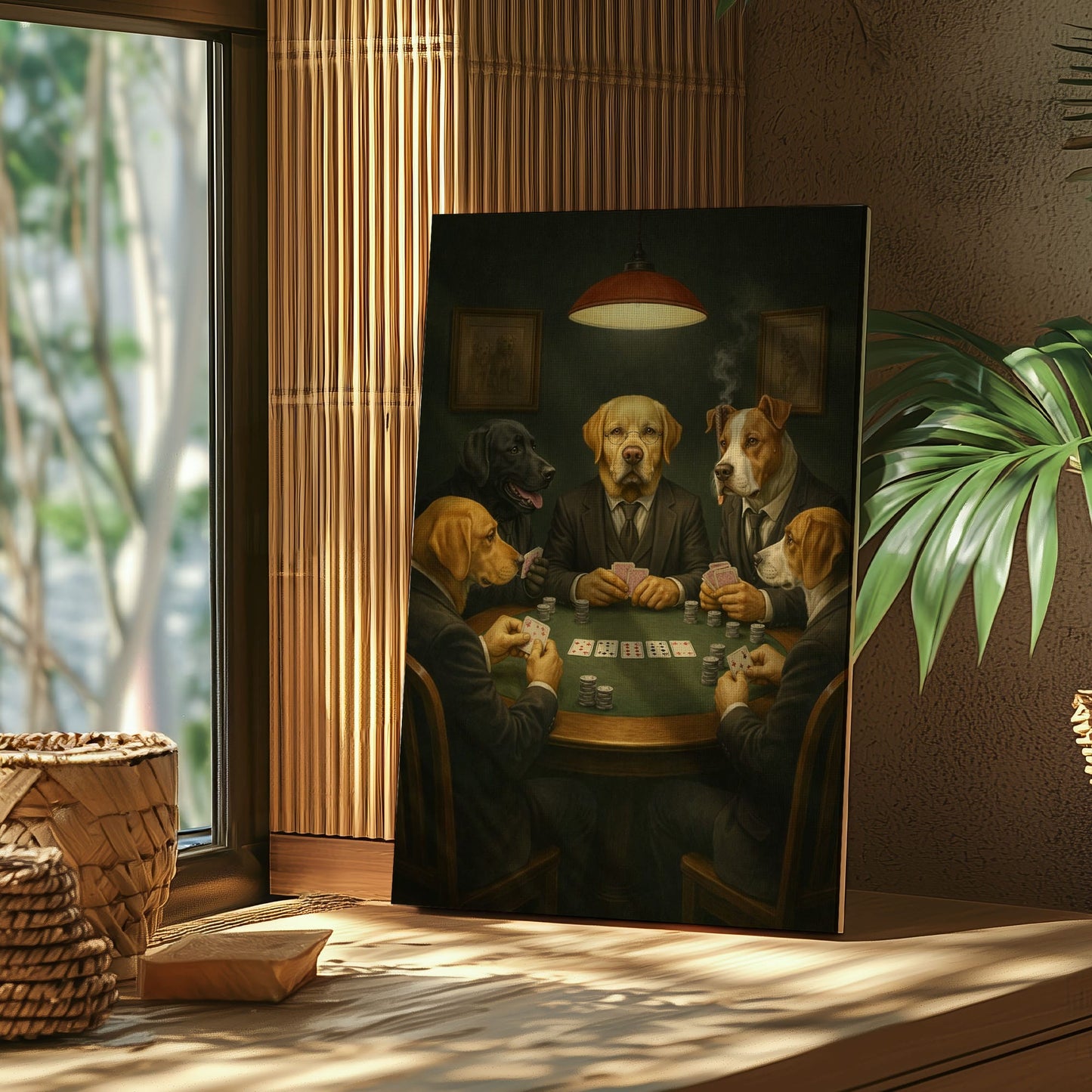 Poker Night Dog Wall Art Canvas