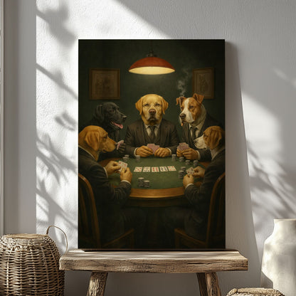Poker Night Dog Wall Art Canvas