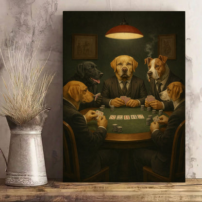 Poker Night Dog Wall Art Canvas