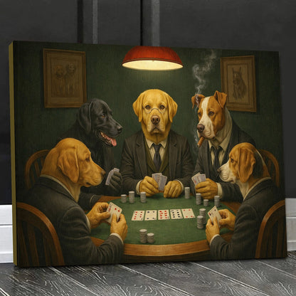 Dogs Playing Poker Canvas Wall Art