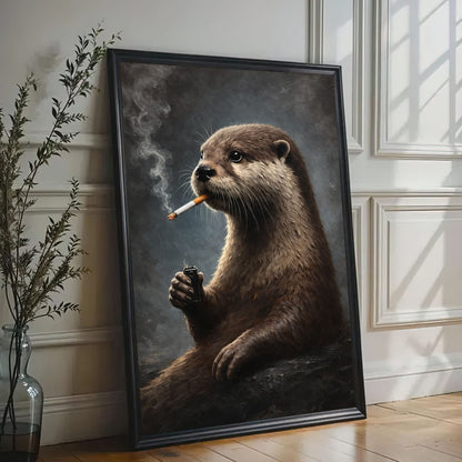 Smoking Otter Canvas Wall Art