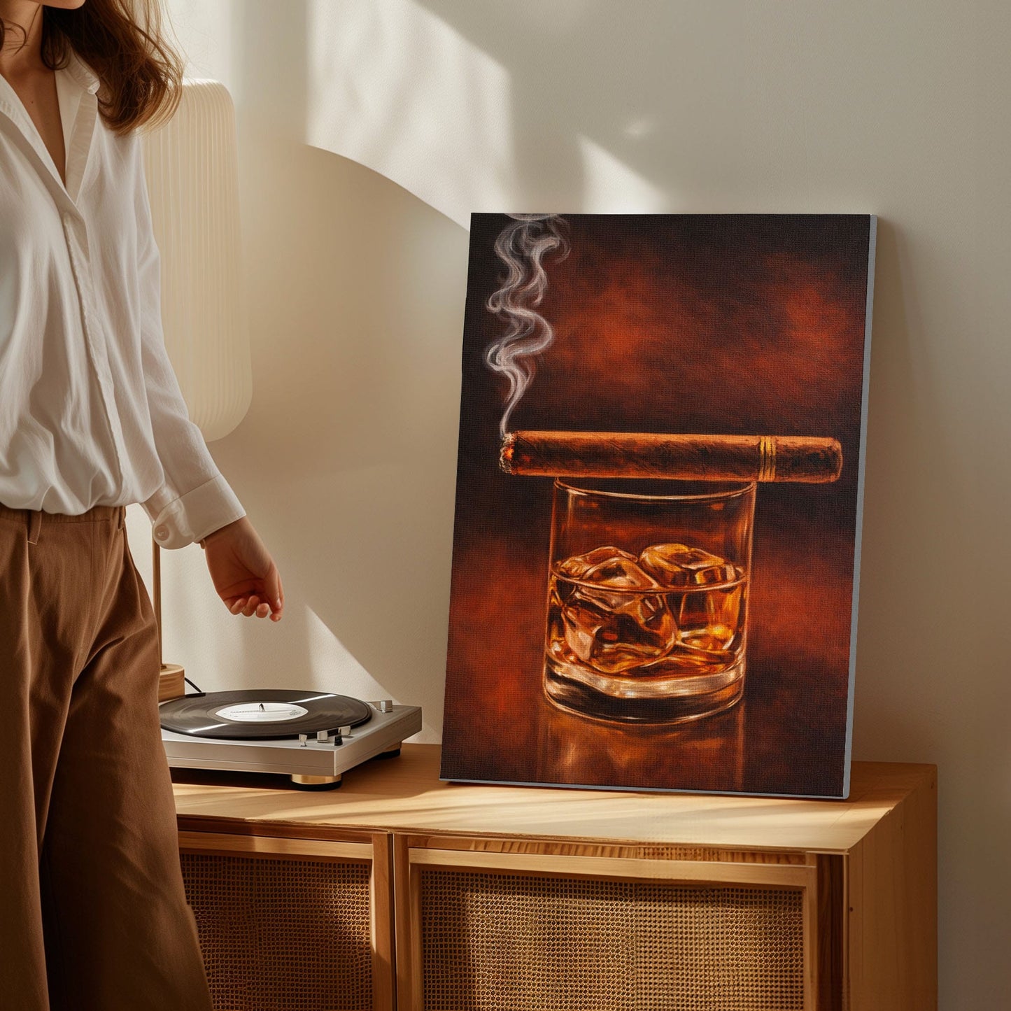 Whiskey and Cigar Wall Art Canvas Cigar Lounge Decor