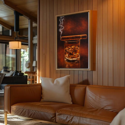 Whiskey and Cigar Wall Art Canvas Cigar Lounge Decor