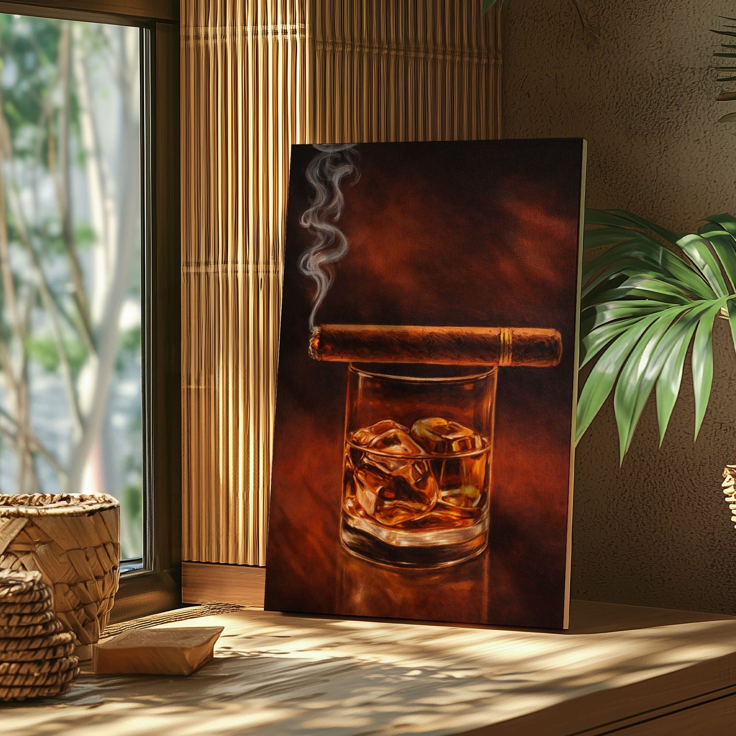 Whiskey and Cigar Wall Art Canvas Cigar Lounge Decor