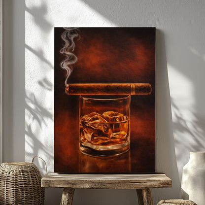 Whiskey and Cigar Wall Art Canvas Cigar Lounge Decor